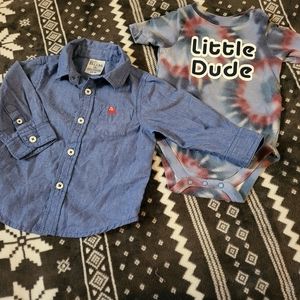 Baby Boy Garanimals Tye Dye "Little Dude" Bodysuit & B.U.M Button-down
